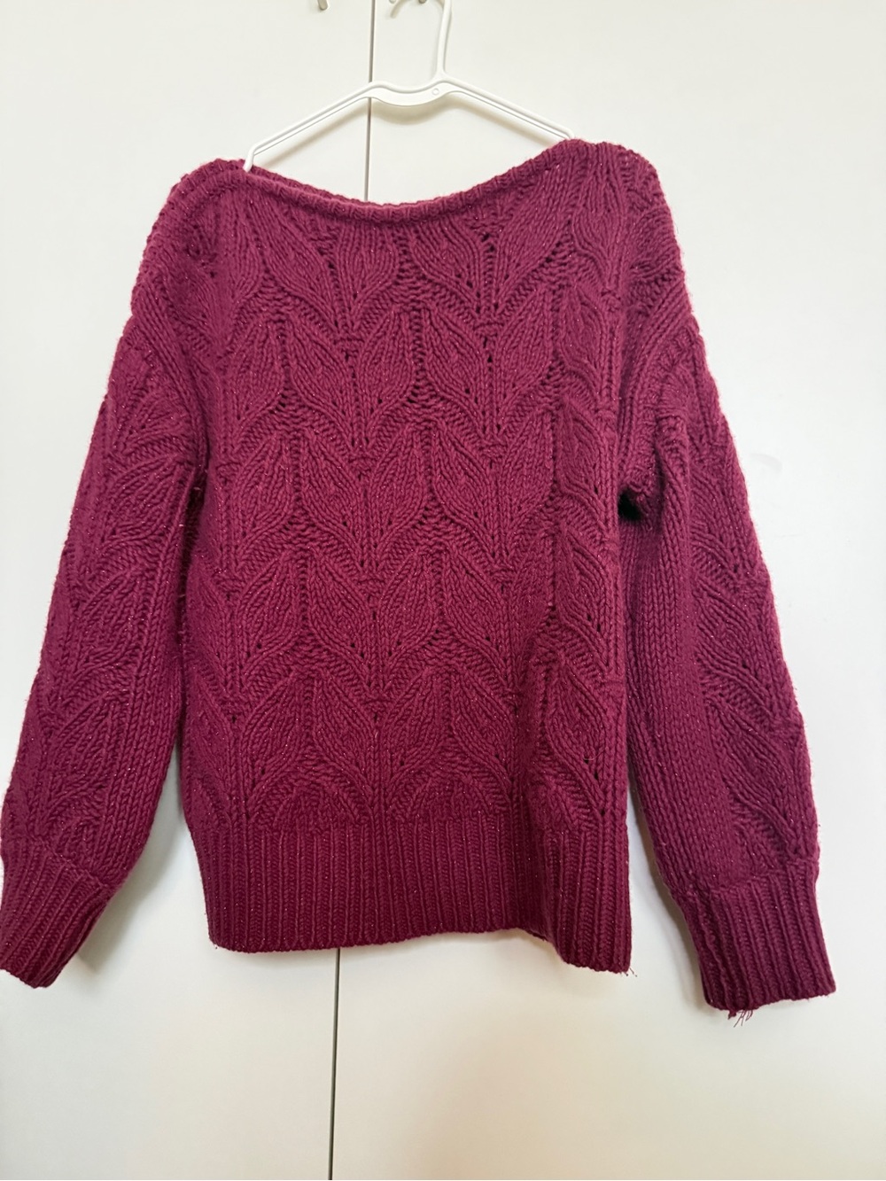 Garnet Hill Cashmere Cable Knit Sweater in Garnet Red